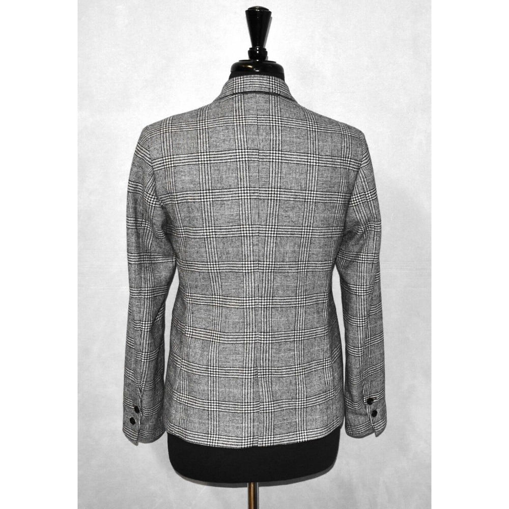 A4 Auth INES DE LA FRESSANGE UNI QLO Black/White Wool Blend Plaid Blazer Size M - Picture 3 of 6